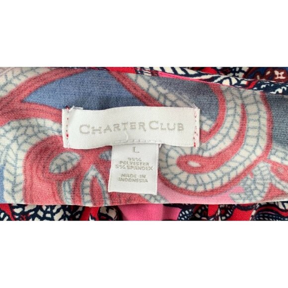 Charter Club Women Dress Size Large L Multicolor Paisley Drape V-Neck 3/4 Sleeve - Picture 6 of 7